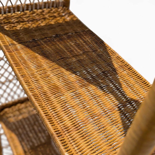 Mid-Century Modern Vintage 1970s Arched Rattan & Cane Étagère, Four-Tier Shelf For Sale - Image 3 of 18