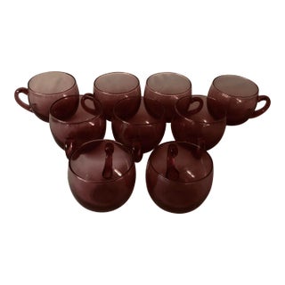 Midcentury Amethyst Punch Cups - Set of 9 For Sale