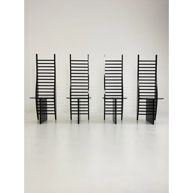 Wood Vintage Sculptural Chairs, 1980, Set of 4 For Sale - Image 7 of 18