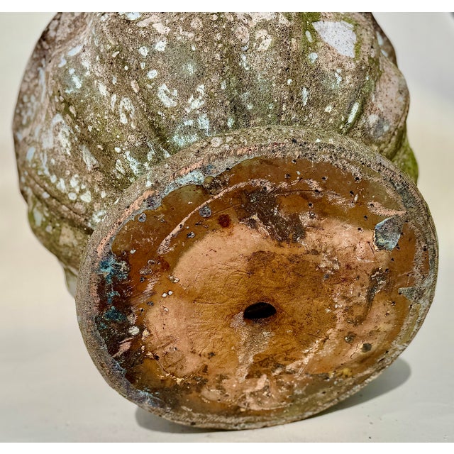 Pair Terracotta Garden Urns, Lobed Campana Form, Weathered Finish For Sale - Image 9 of 17