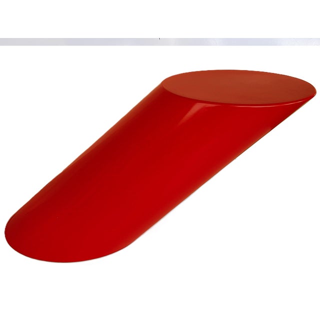 Angled Counter Weighted Cantilever Lipstick Side Table Offered for sale is a weighted and cantilevered accent table...