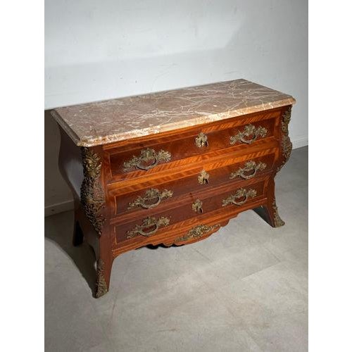 Antique Louis XV Style Commode with Marble Top For Sale - Image 12 of 15