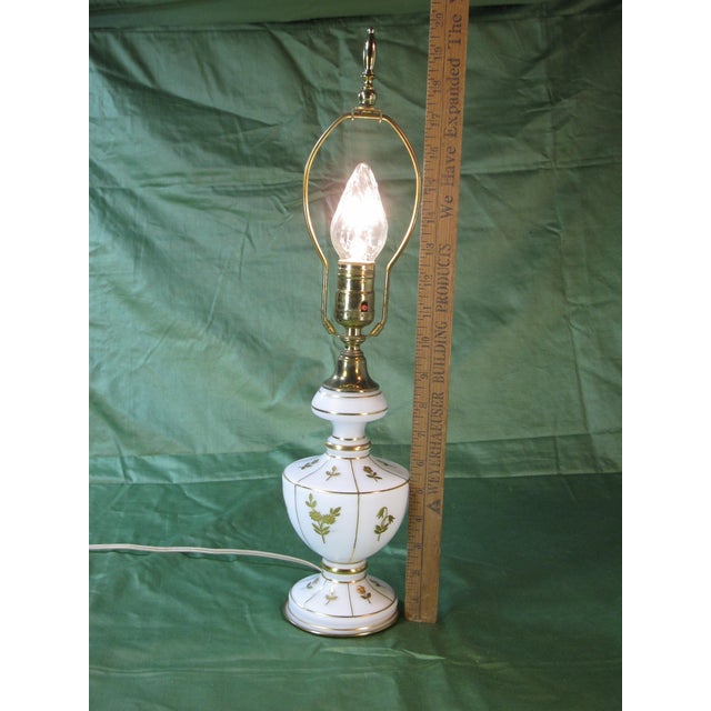 Mid 20th Century Table Lamp Frosted Glass Gold Fowers Brass Hollywood Regency For Sale - Image 10 of 11