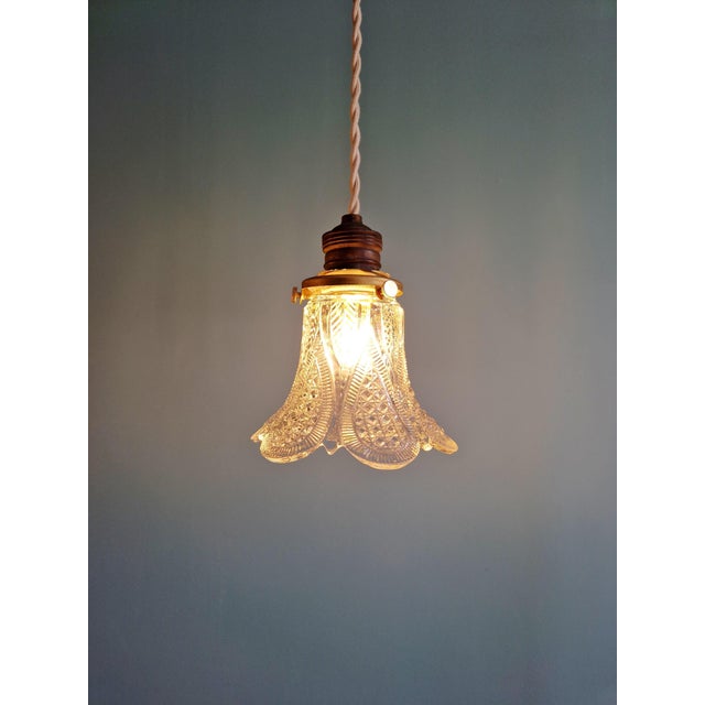 Art Deco Pendant Lights in Clear Glass, 1930s, Set of 3 For Sale - Image 4 of 17