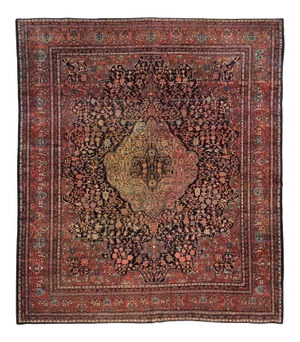 Antique Square Persian Red Navy Blue Farahan Sarouk Room Size Area Rug
