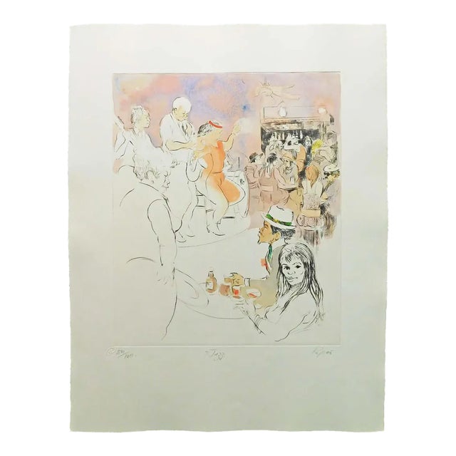 William Papas "Jazz" Signed Numbered Hand Colored Drypoint Etching For Sale