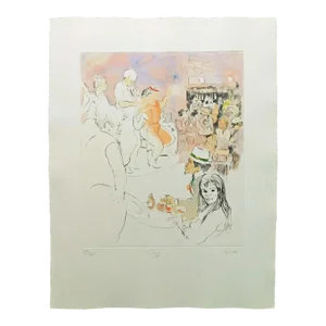 William Papas "Jazz" Signed Numbered Hand Colored Drypoint Etching