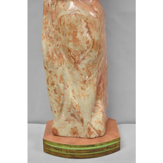 Vintage Seymour Shuren Modern Carved Pink Marble Tall Woman Figure Sculpture For Sale - Image 18 of 18