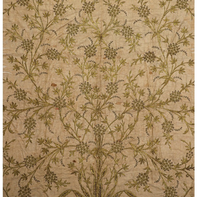 Vintage Embroidered Botanical Textile Panel With Metallic Thread For Sale - Image 11 of 14
