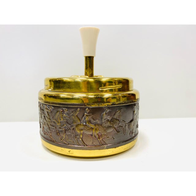 Vintage Rotary Ashtray, Cigarette Dispenser and Lighter with Brass Decoration by Erhard & Söhne, 1960s, Set of 3 For Sale - Image 4 of 18