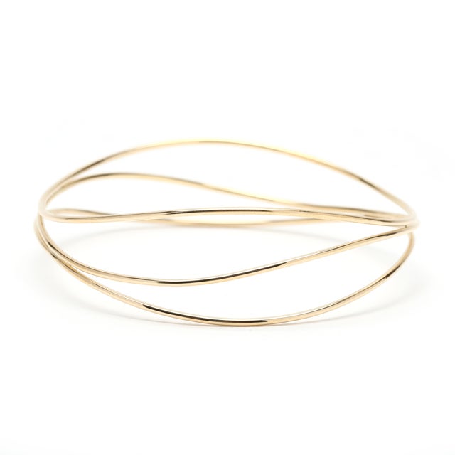 Elsa Peretti & Tiffany & Co. Tiffany & Co Elsa Peretti Wave 3 Row Bangle Bracelet, 18k Yellow Gold, 7.5 Inch For Sale - Image 4 of 7