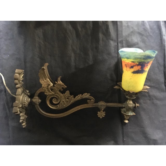 Fascinating single ORIGINAL object of the years 1850,1880 . The object consists of a bronze structure decorated by hand...