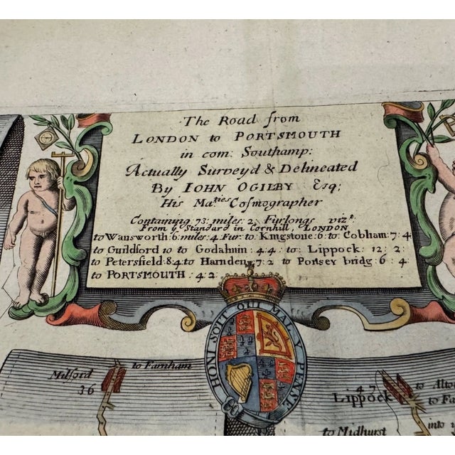 Set of 5 John Ogilby 1675 Hand Colored Road Maps Britannia England For Sale - Image 14 of 18