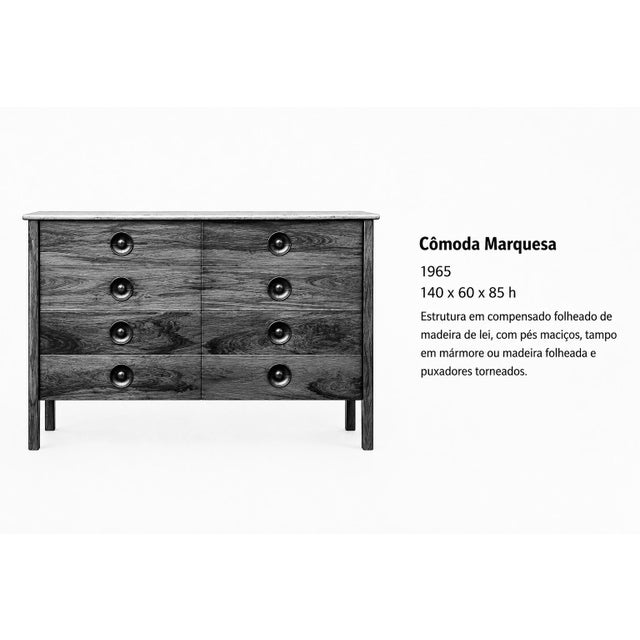 Sergio Rodrigues "Marquesa" Chest of Drawers in Rosewood With Marble Top — Oca, Brazil, C. 1965 For Sale - Image 18 of 18