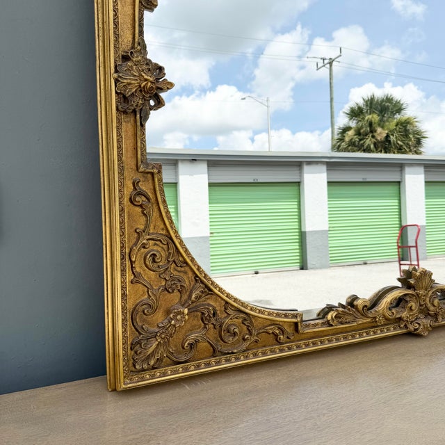 Vintage Rococo Style Gold Wooden Mirror For Sale In West Palm - Image 6 of 10