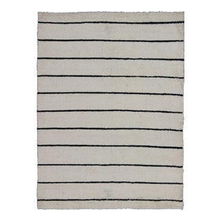 Minimalist Design Modern Moroccan Rug in White by Keivan Woven Arts 8'0 X 11'0 For Sale