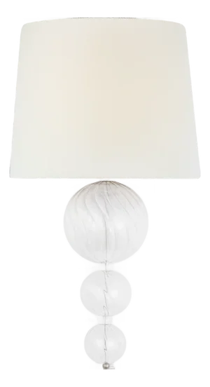 Julie Neill for Visual Comfort Signature Talia 18" Sconce in Burnished Silver Leaf and Clear Swirled Glass with Linen Shade
