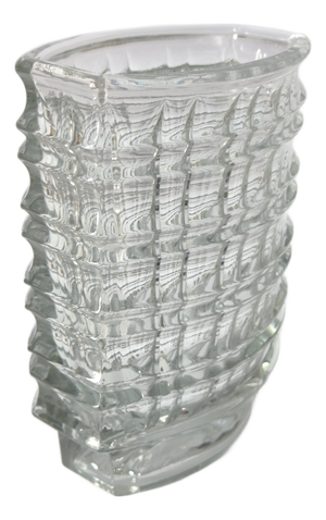 Optical Clear Glass Vase by Jan Sylwester Drost for HSG Ząbkowice, Poland, 1970s