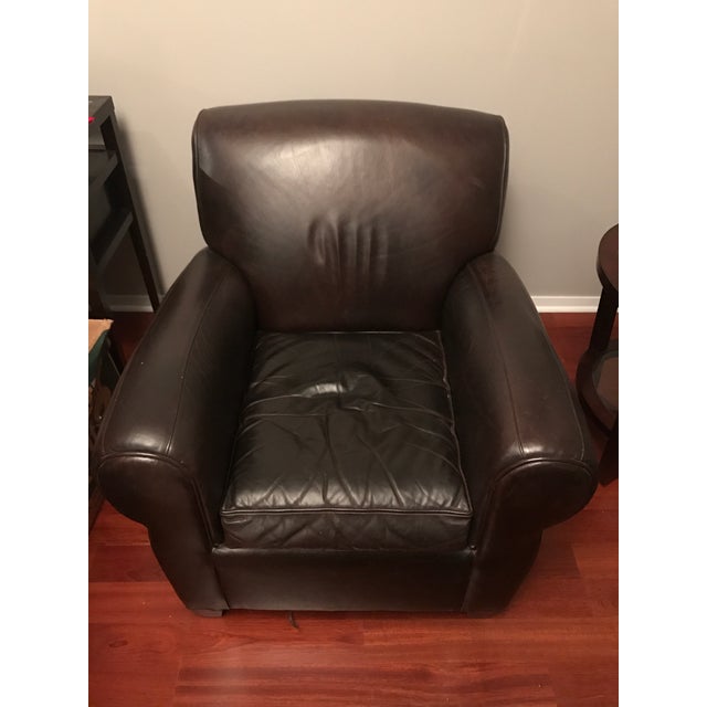 Pottery Barn Manhattan Leather Chair & Ottoman Chairish
