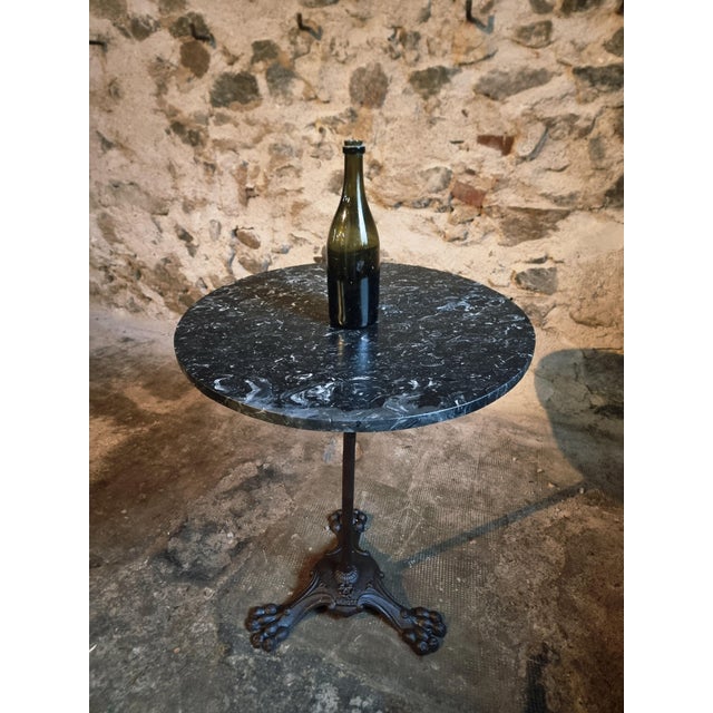 Antique French Bistro Table with Marble Top and Cast Iron Base, 1890s For Sale - Image 6 of 16