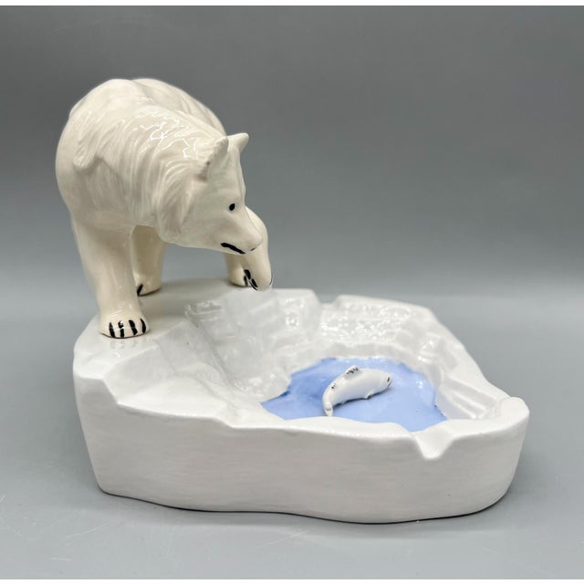 Figurative 1970's Ceramic Polar Bear and Fish Vide Poche / Catchall Dish For Sale - Image 3 of 12