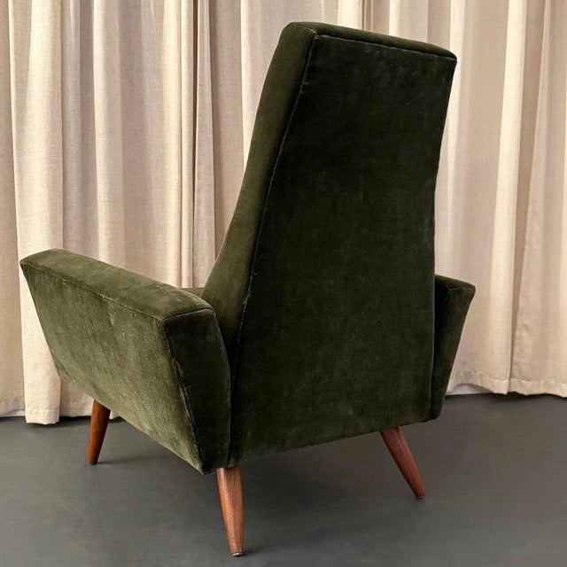 Dark Green 1960s Adrian Pearsall Walnut Lounge Chair Model 2161-C for Craft Associates For Sale - Image 8 of 11