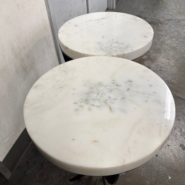 White Revelation by Uttermost Coronation Marble Accent Tables, Pair For Sale - Image 8 of 12