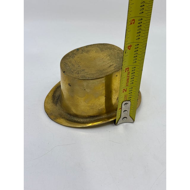 Vintage Novelty Solid Brass Top Hat Statue For Sale - Image 9 of 10