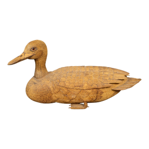 English Victorian 19th Century Carved Wooden Duck with Detailed Plumage