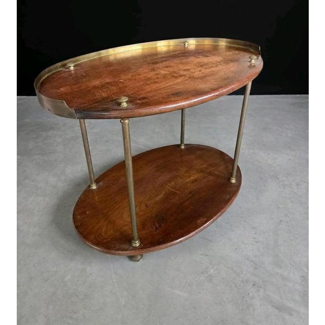 Wood English Two-Tier Occasional Table in Mahogany and Brass For Sale - Image 7 of 8