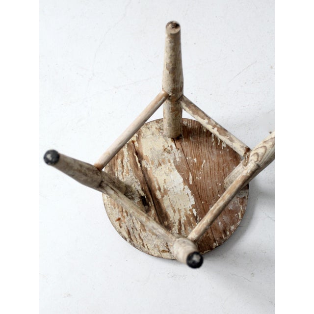 Brown Vintage Farmhouse Stool For Sale - Image 8 of 12