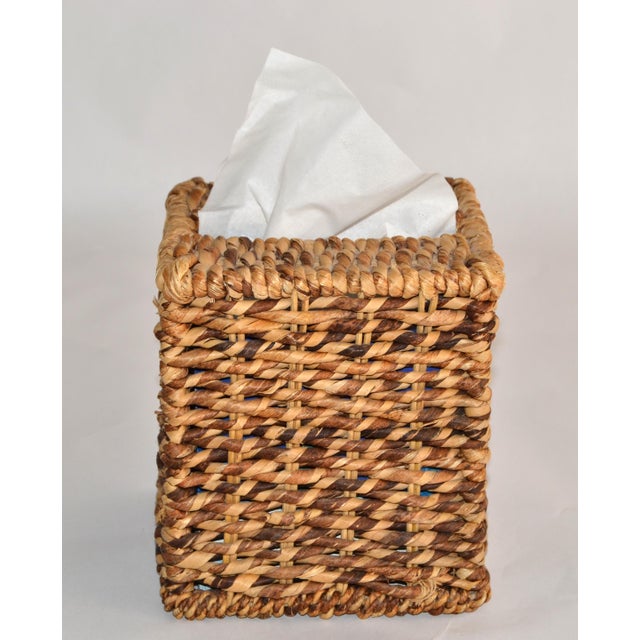 Vintage Natural Fiber Handwoven Seagrass Tissue Box Cover Bohemian For Sale In Miami - Image 6 of 13