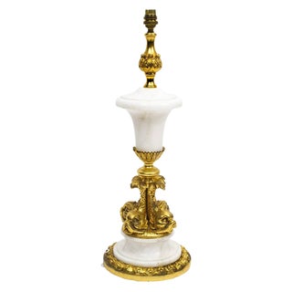 Ormolu & Marble Dolphin Table Lamp For Sale