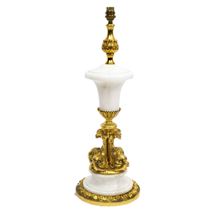 Ormolu & Marble Dolphin Table Lamp