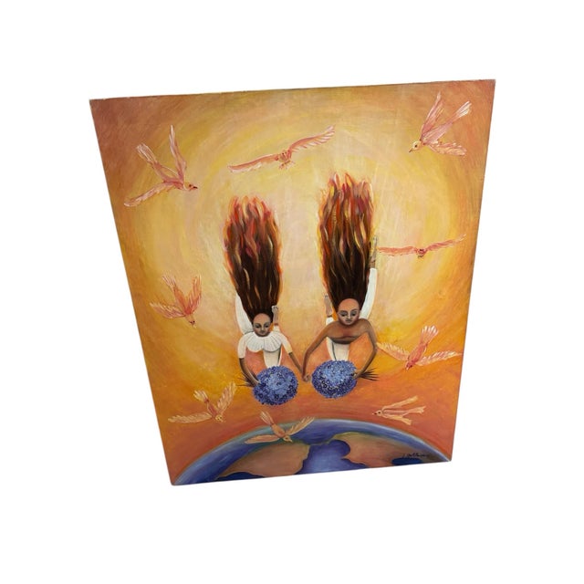 Contemporary 1990s Original Oil Painting Signed by Artist For Sale - Image 3 of 12