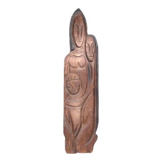 Mid 20th Century Mid Century Rustic Witco Carved Burnt Wood Sculpture For Sale