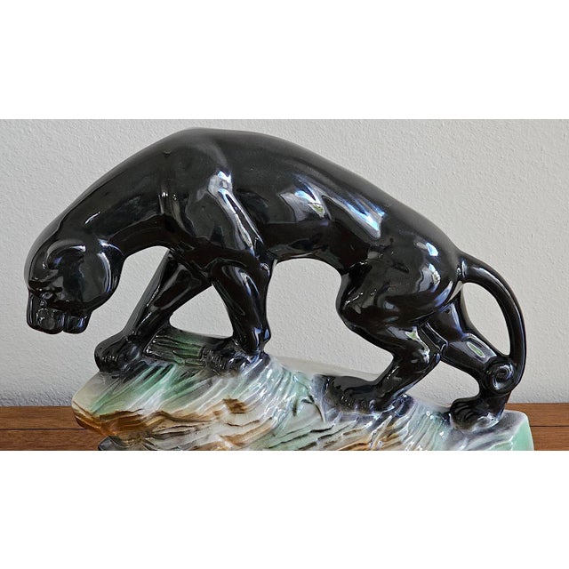 1950s Vintage 1959 Lane & Co. Black Panther Tv Lamp Sculpture – Mid Century Modern Art Deco Safari Decor For Sale - Image 5 of 12