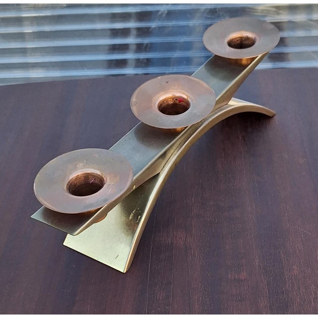 1950s Mid-Century Candlesticks in Brass and Copper, 1950s For Sale - Image 5 of 6