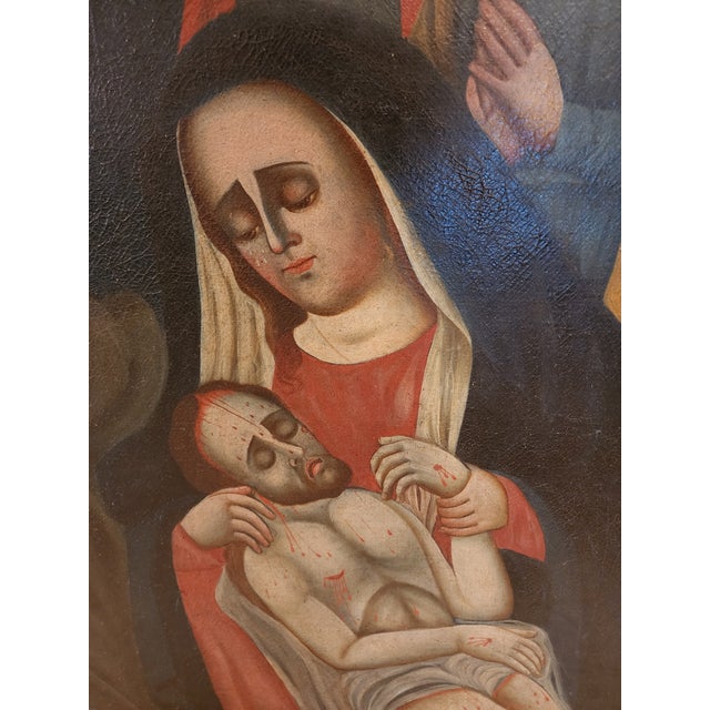17th Century Spanish Colonial "Our Lady of Sorrows" Painting For Sale - Image 5 of 8