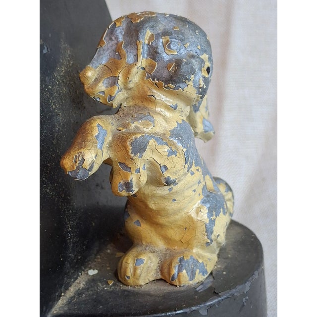 Art Deco Antique Judd Co Cast Iron Japanese Spaniel Dog Doorstop 1267 Begging Pup 1920s For Sale - Image 3 of 17