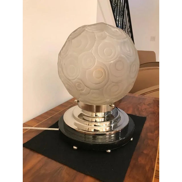 Marius-Ernest Sabino French Art Deco Table Lamp by Sabino With Geometric Motif For Sale - Image 4 of 10