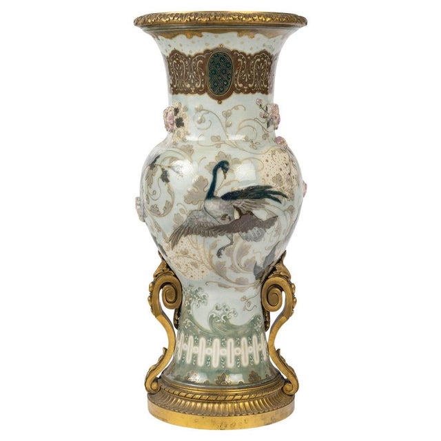 Large Enameled Porcelain Vase by Albert Damousset, Early 20th Century For Sale - Image 14 of 14