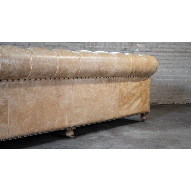 Restoration Hardware Tan Leather Kensington Luxe Sofa For Sale - Image 13 of 18