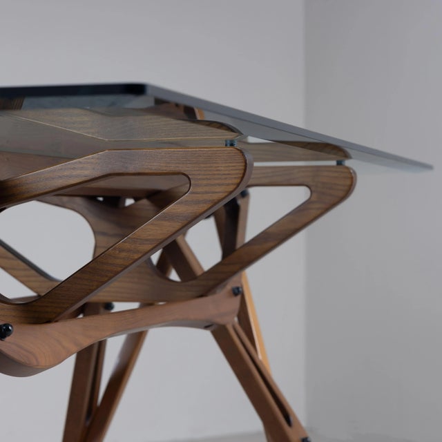 Rectangular Table in Wood and Glass by Carlo Mollino for Zanotta, 1980s, in Very Good conditions. Designed 1920 to 1949 I...