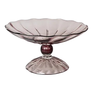 Large Vintage Signed Roberto Cavalli Pale Amethyst Glass Tazza or Pedestal Bowl