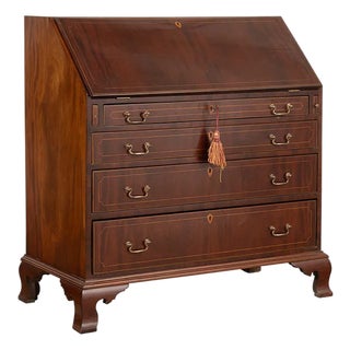 Early 20th Century Chippendale Style Mahogany Slant Front Secretary Desk For Sale