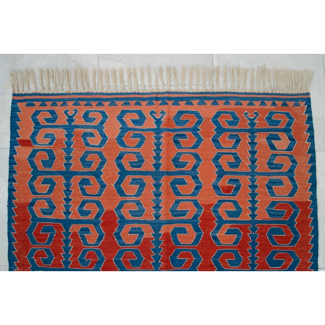 Burgundy Vintage Hand-Woven Turkish Rug Super Fine Kilim Area Rug - 3'5" X 5'3" For Sale - Image 8 of 16