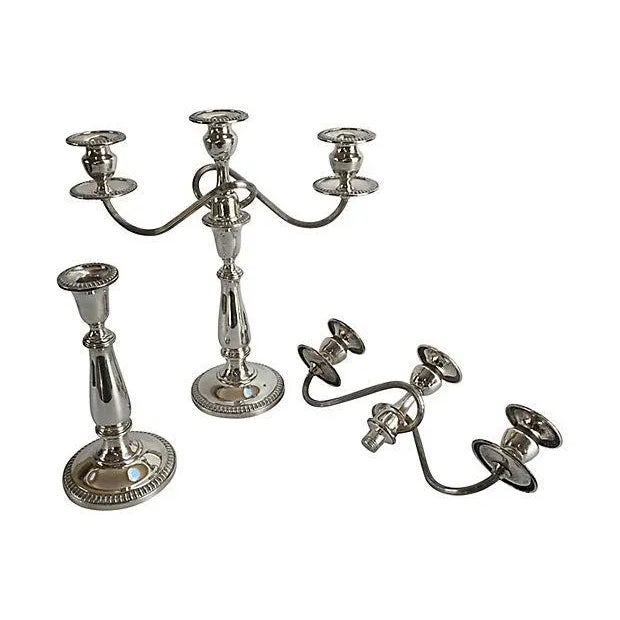 Mid 20th Century Sterling Silver Candelabras - A Pair For Sale - Image 5 of 10