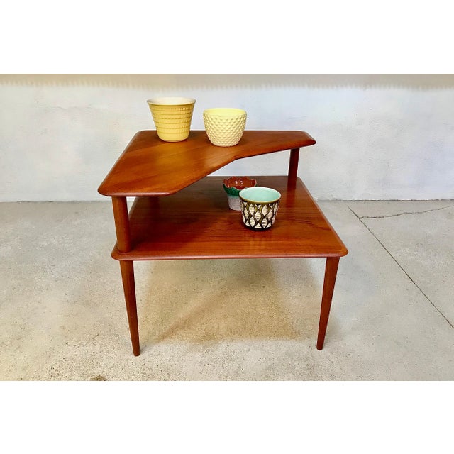 Wood Mid-Century Danish Solid Teak 2-Level Side Table by Peter Hvidt & Orla Mølgaard-Nielsen for France & Søn, 1960s For Sale - Image 7 of 18