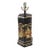 Vintage Asian Black Lacquer Hexagonal Figural Chinoiserie Table Lamp For Sale